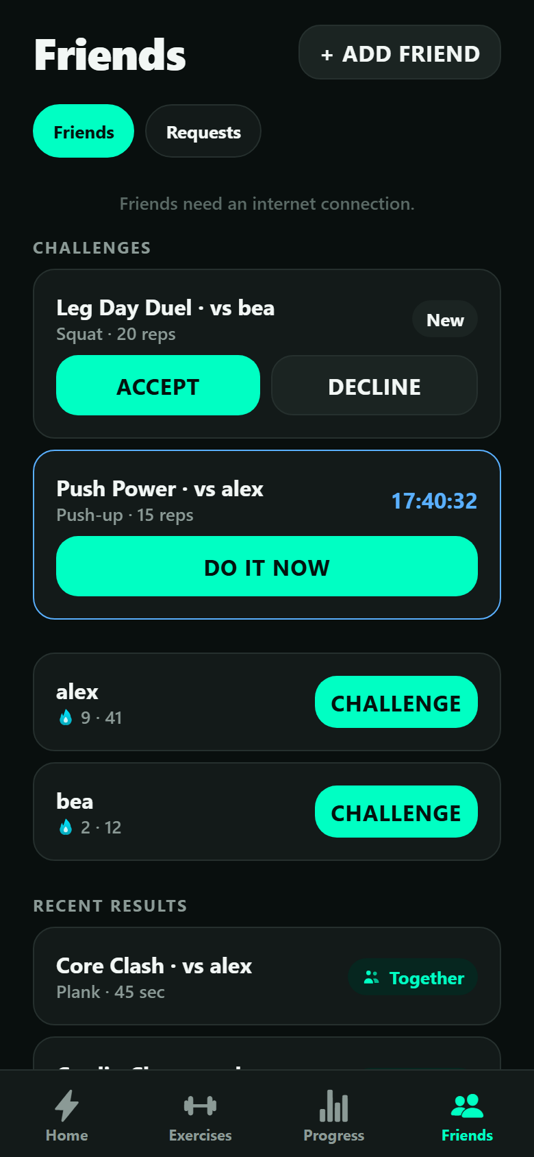 Challenge a friend — matched to your level